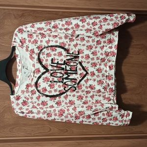 Love Someone Ladies Sweatshirt Floral Roses Oversized Crop Top Shirt XXL NWT